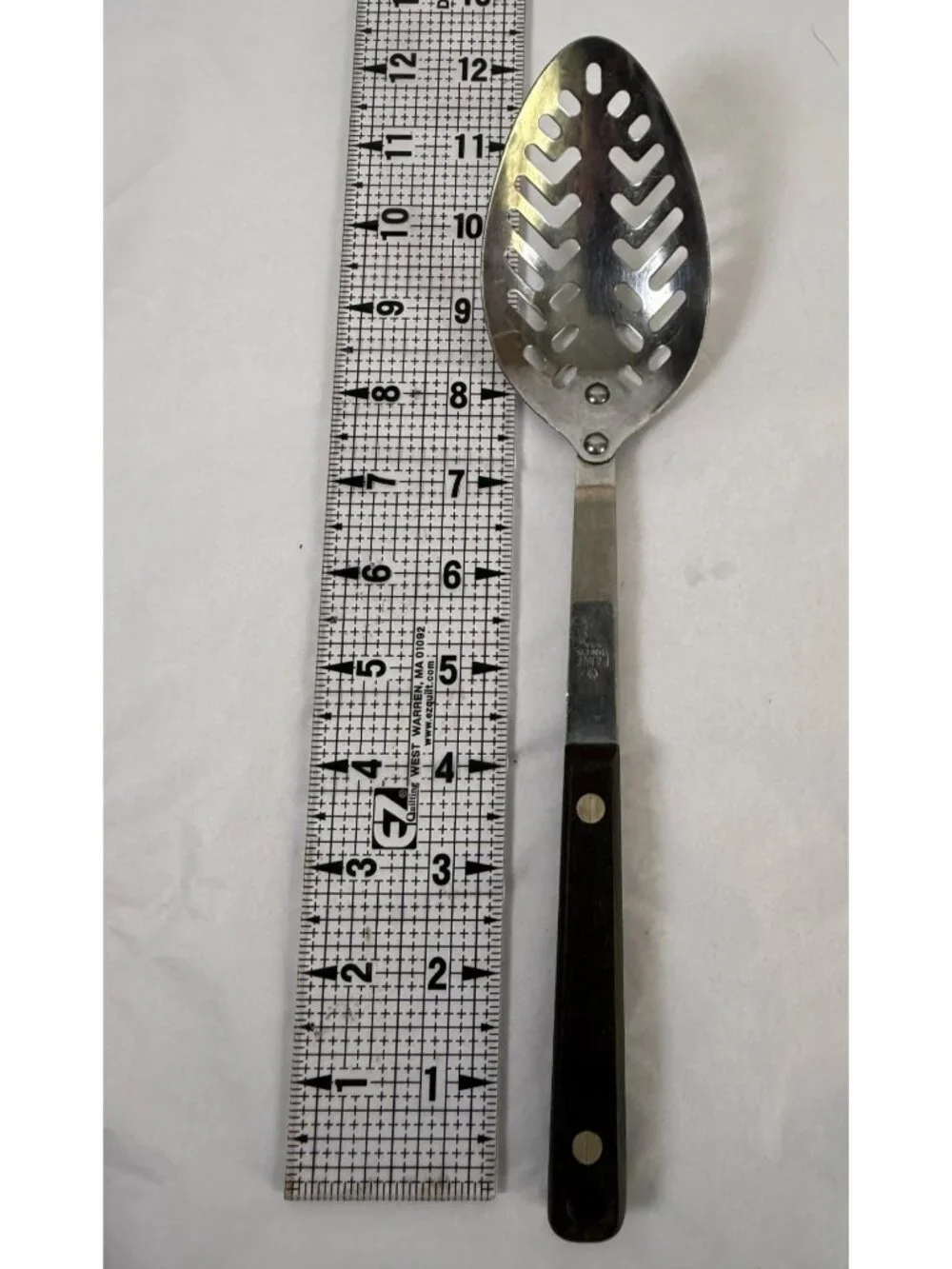 Vintage Flint Stainless Steel Slotted Serving Spoon Arrowhead Handle ~12